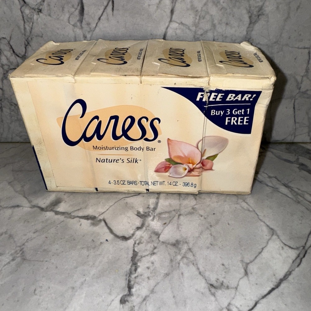 VTG  Caress Moisturizing Body Bar Nature's Silk Soap Unilever 2002 3.5oz NEW (4